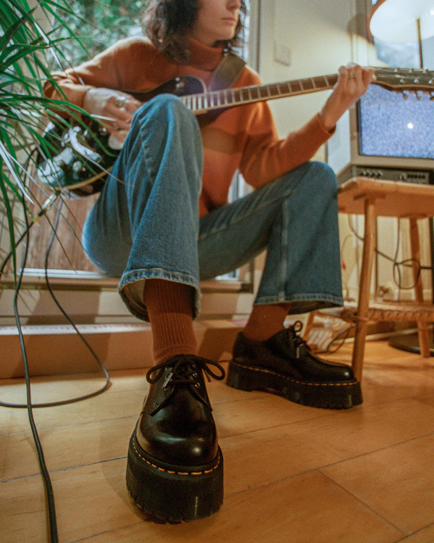 1461 Quad Polished Smooth Leather Oxford Platform Shoes